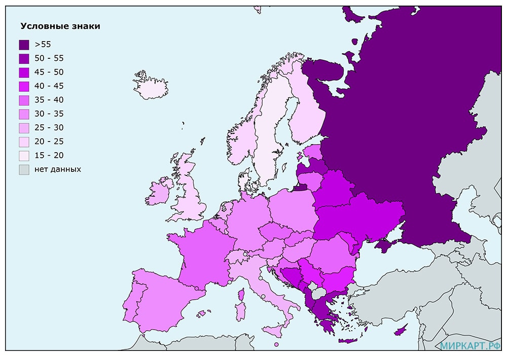карта европы курящие мужчины